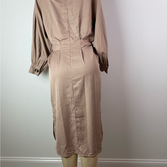 Balloon Sleeve Button Front Midi Dress - Picture 10 of 15